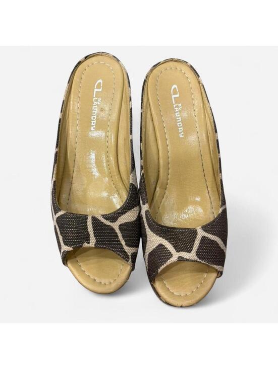 CL by Chinese Laundry Shoes - CL by Laundry - Giraffe-Printed Canvas Wedges, woven straw espadrille platform